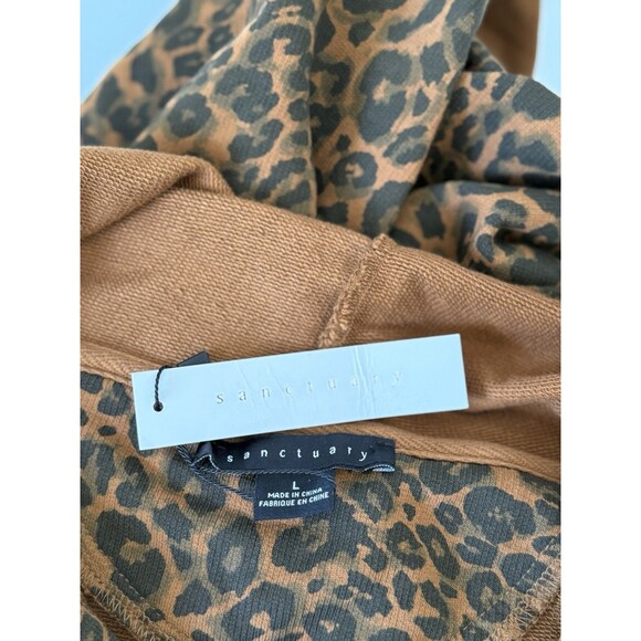 Sanctuary Brown Black Leopard Print NWT Hoodie Animal Print Size Large - Picture 5 of 11
